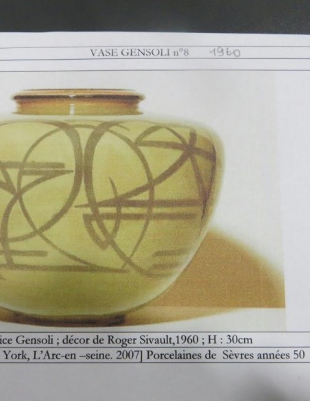 1024-Vase en grès année 50 par Manufacture Nationale de Sèvres