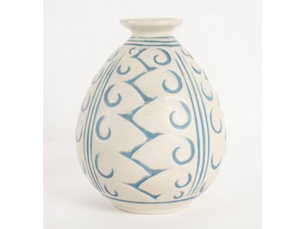 Glazed stoneware ball vase by Mougin Frères
