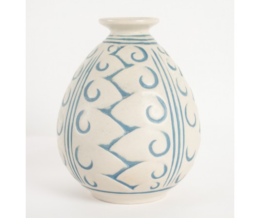 Glazed stoneware ball vase...