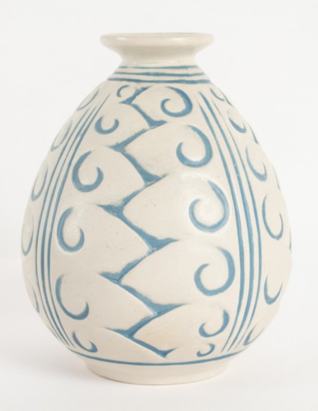 1050-Vase boule en grès émaillé par Mougin Frères