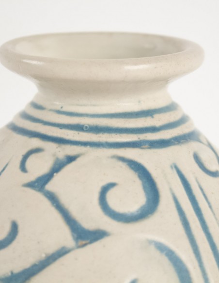1051-Glazed stoneware ball vase by Mougin Frères