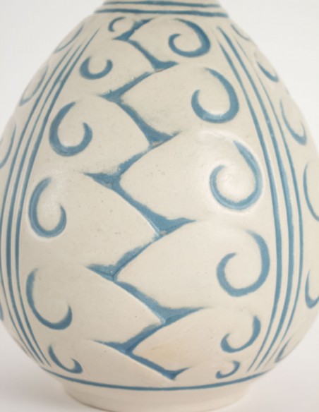 1052-Glazed stoneware ball vase by Mougin Frères