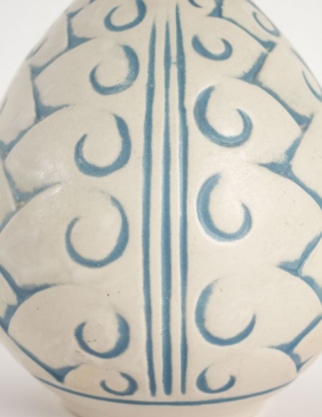 1053-Glazed stoneware ball vase by Mougin Frères