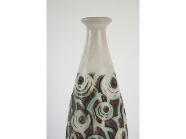 Glazed stoneware bottle vase by Mougin Frères