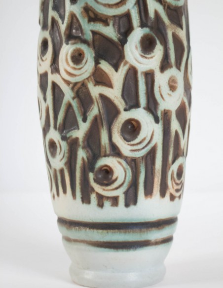 1057-Glazed stoneware bottle vase by Mougin Frères
