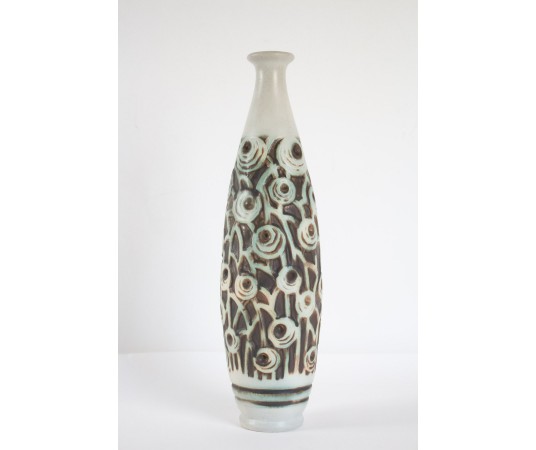 Glazed stoneware bottle vase by Mougin Frères