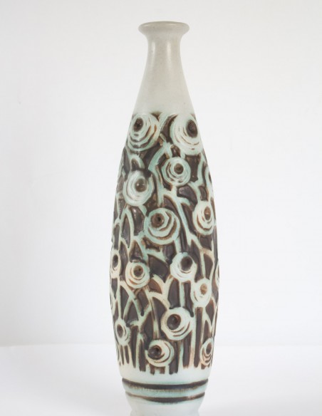1059-Glazed stoneware bottle vase by Mougin Frères