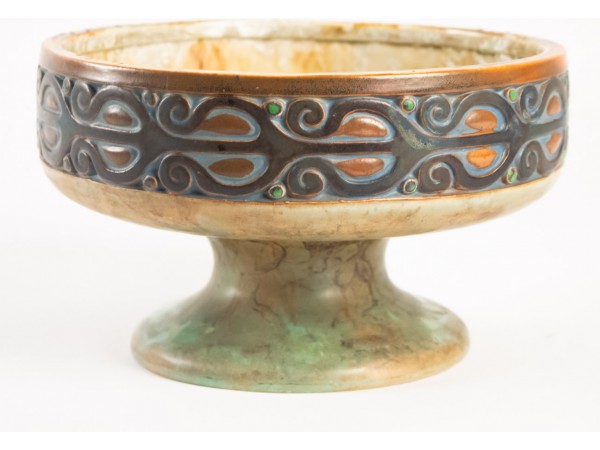 Stoneware bowl on heel by Mougin Frères