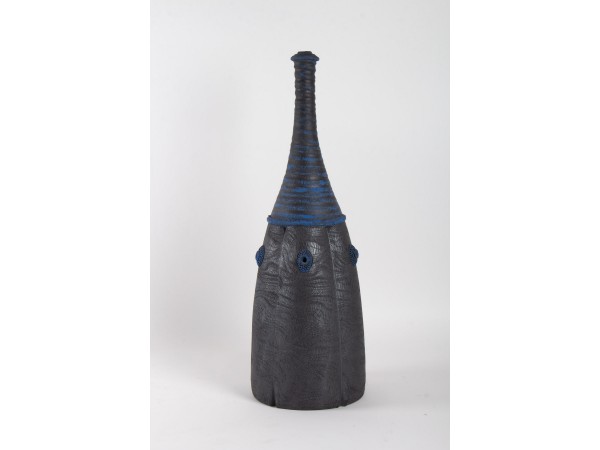 Black ceramic bottle by Emmanuel Peccatte