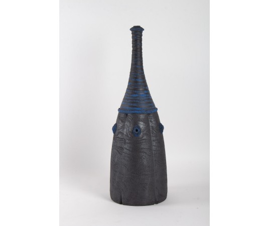 Black ceramic bottle by Emmanuel Peccatte