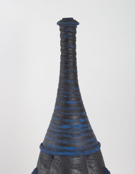 1132-Black ceramic bottle by Emmanuel Peccatte