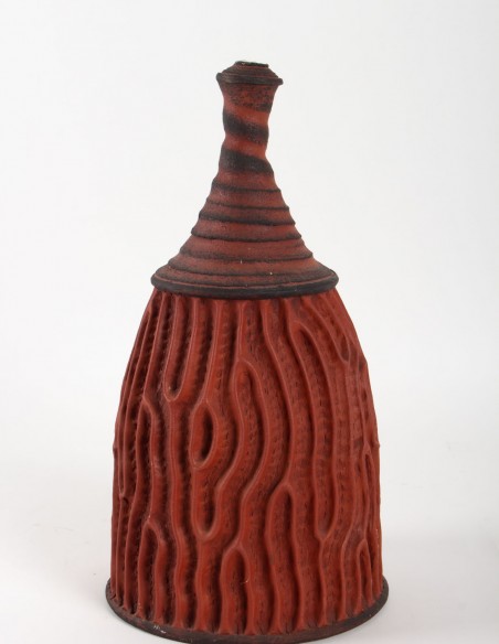 1139-Strie ceramic bottle by Emmanuel Peccatte