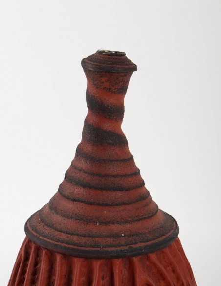 1140-Strie ceramic bottle by Emmanuel Peccatte