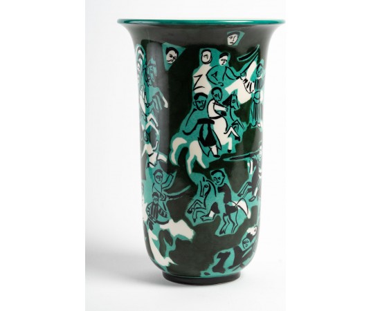 Pair of enamelled porcelain vases by Sèvres and Roger Bezombes