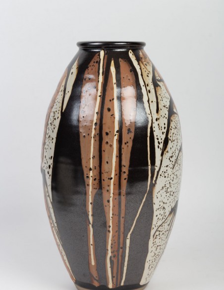 146-Grand vase africaniste en céramique par DANIEL DE MONTMOLLIN