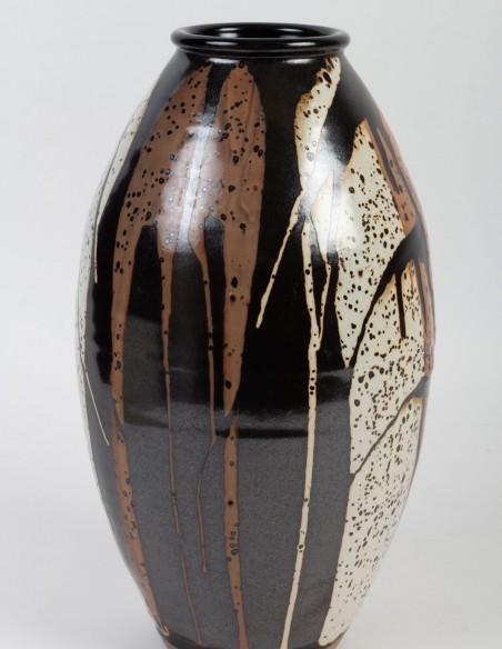 150-Grand vase africaniste en céramique par DANIEL DE MONTMOLLIN