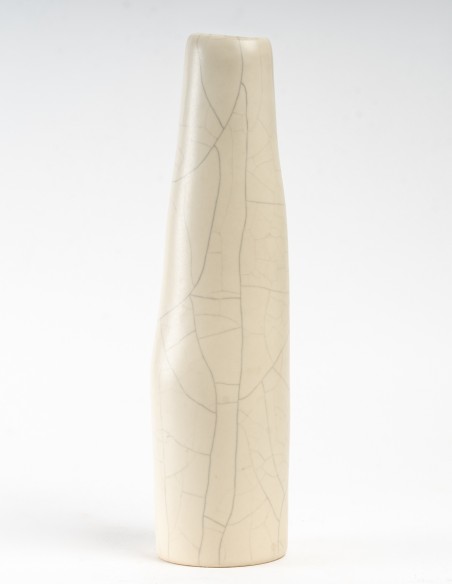 1511-Vase en grès blanc craquelé n° 6 par Marc Uzan