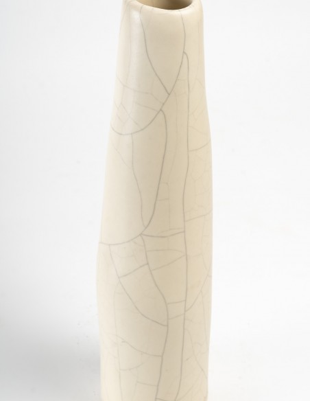 1512-Vase en grès blanc craquelé n° 6 par Marc Uzan