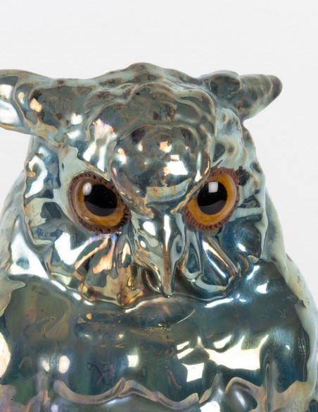 154-Rambervilliers ceramic owl sculpture