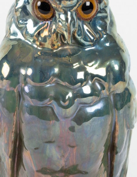 155-Sculpture de hiboux en céramique de Rambervilliers