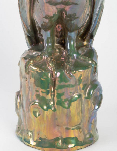 156-Rambervilliers ceramic owl sculpture