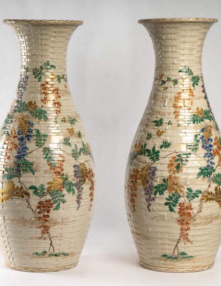 1669-Paire de vase en céramique du Japon époque Meiji