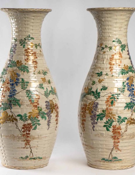 1670-Paire de vase en céramique du Japon époque Meiji