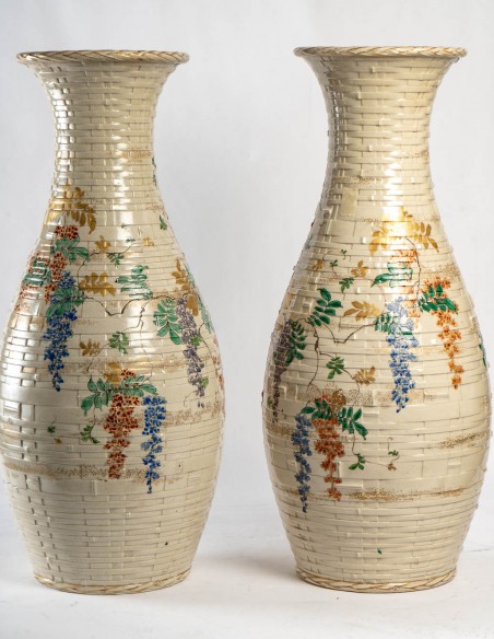 1671-Paire de vase en céramique du Japon époque Meiji