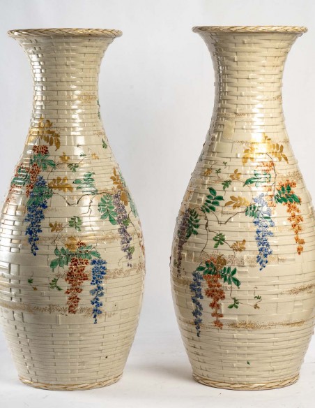 1672-Paire de vase en céramique du Japon époque Meiji