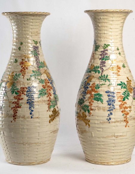 1673-Paire de vase en céramique du Japon époque Meiji