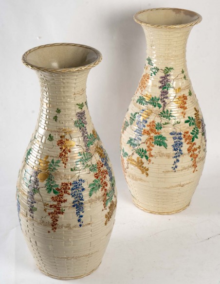 1674-Paire de vase en céramique du Japon époque Meiji