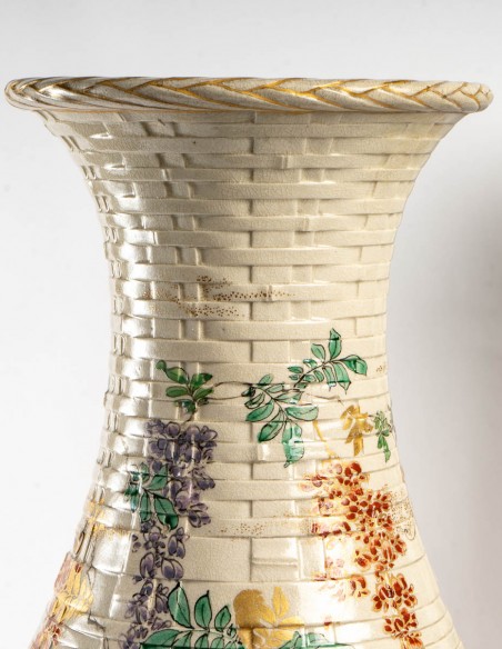 1677-Paire de vase en céramique du Japon époque Meiji