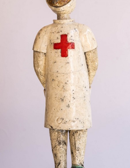 1682-Raku sculpture by CLEM - the nurse