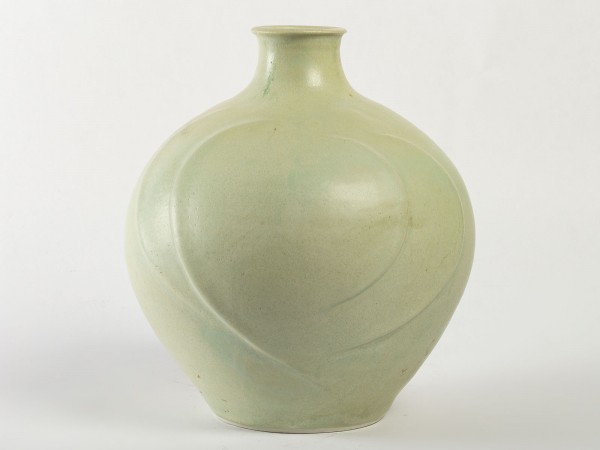 Celadon porcelain bottle by Annie Fourmanoir - current exhibition