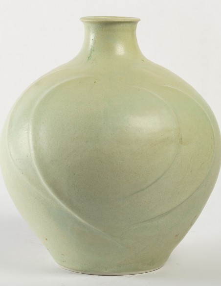 1720-Celadon porcelain bottle by Annie Fourmanoir - current exhibition