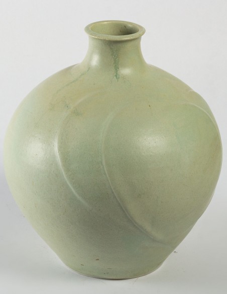 1721-Celadon porcelain bottle by Annie Fourmanoir - current exhibition