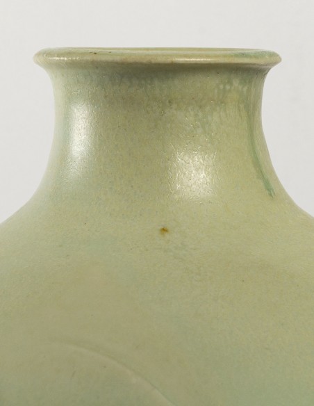 1724-Celadon porcelain bottle by Annie Fourmanoir - current exhibition