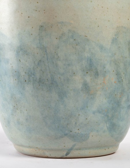 1803-Large celadon vase by Annie Fourmanoir