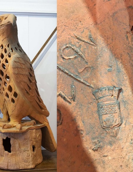 189-sculpture en terre cuite année 50 de faucons
