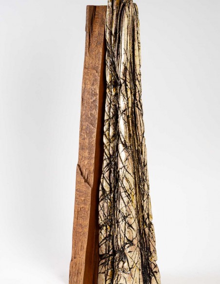 1898-Totem en grés et bois par Salvatore Parisi - exposition en cours
