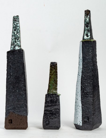 1960-Bouteilles en céramique "hommage à Morandi" par Salvatore Parisi