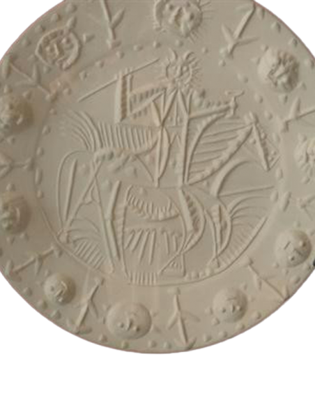 2035-Ceramic dish "faune cavalier" - Pablo Picasso