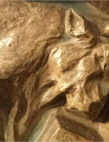 2042-Bas relief en grès d'un taureau par Paul Jouve et Alexandre Bigot