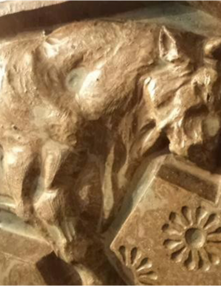 2045-Bas relief en grès d'un taureau par Paul Jouve et Alexandre Bigot
