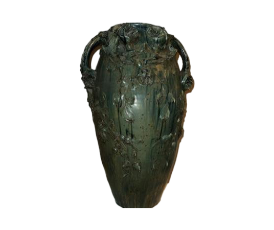 Glazed stoneware Amphora vase signed Lucien Arnaud