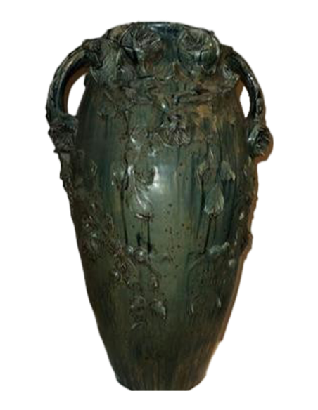 2057-Vase Amphore en grès émaillé signé Lucien Arnaud