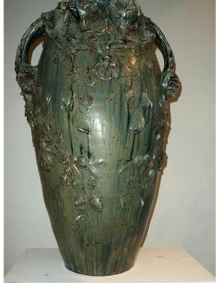 2059-Glazed stoneware Amphora vase signed Lucien Arnaud
