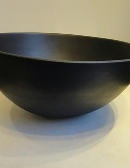 2102-Large black enamelled "sound" bowl by Jacques and Dany Ruelland