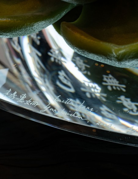 2119-Sculpture de verre par Loretta Yang "Spring of the houseleek "
