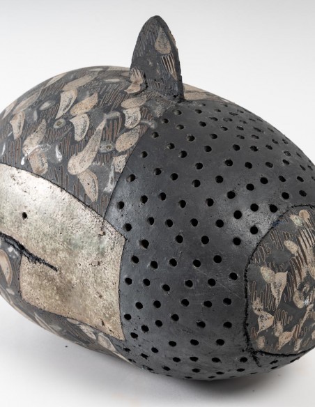 2166-Sculpture céramique "crâne 1et 2" par Daphné Corregan - exposition en cours